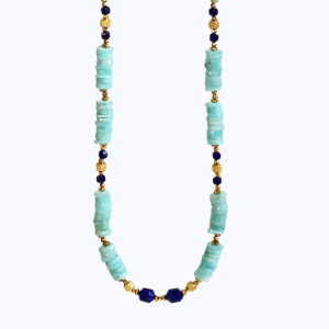 Krótki naszyjnik z amazonitów i lapis lazuli .png
